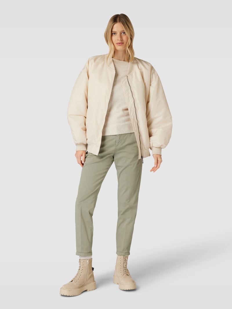Regular Fit Hose mit Knopf- und Reißverschluss Modell 'TURN UP' in khaki