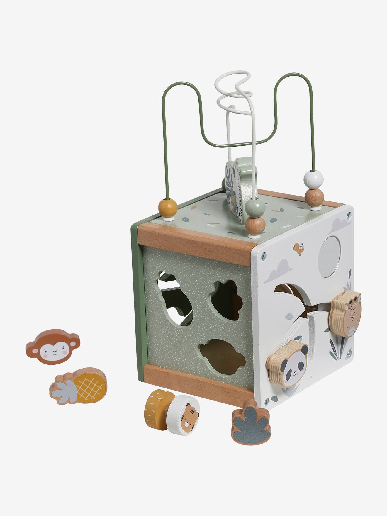 Vertbaudet Kleiner Baby Activity-Würfel TANSANIA aus Holz FSC - grün