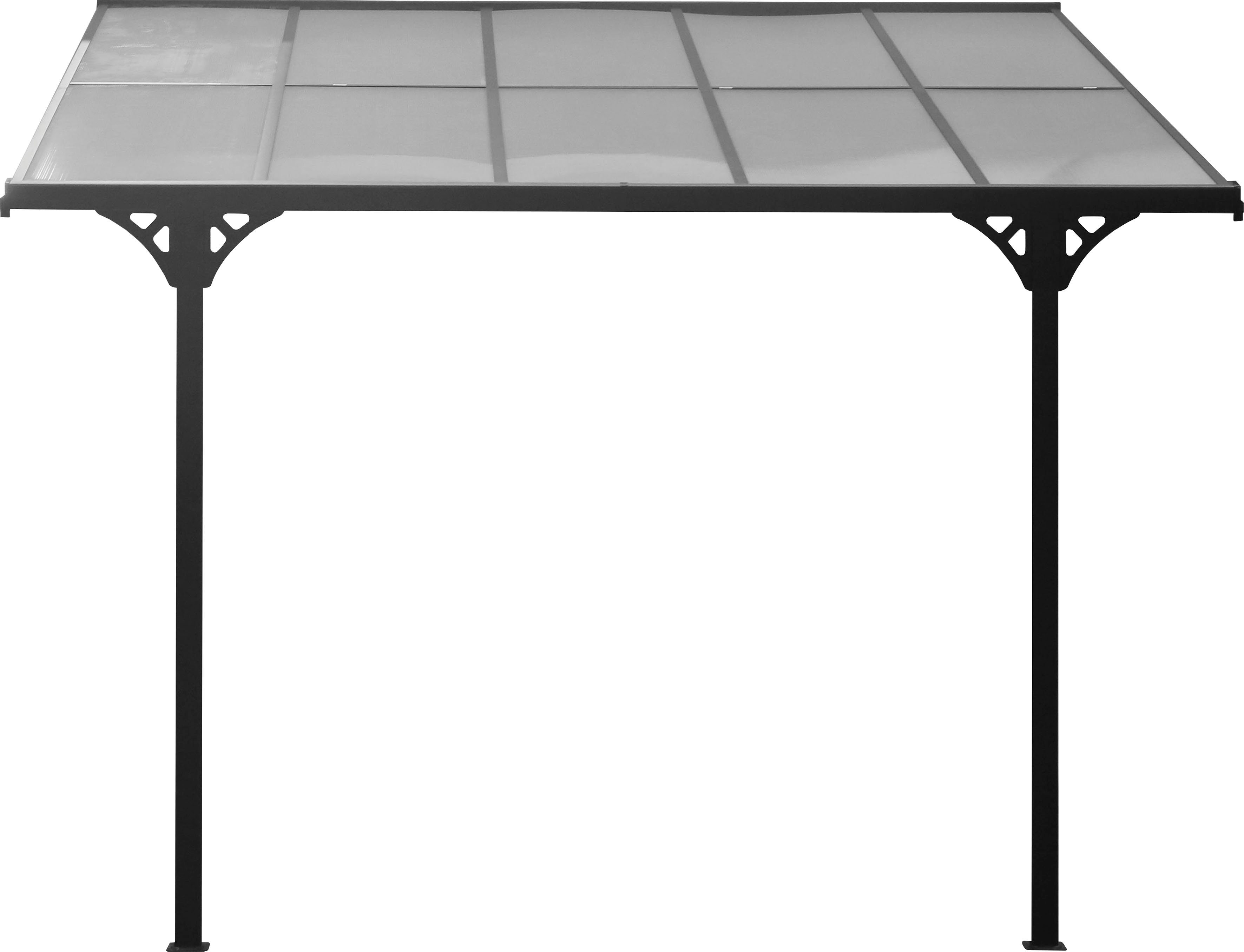 WESTMANN Terrassendach Bruce, BxT: 313x300 cm, Bedachung Doppelstegplatten, Rahmen aus pulverbeschichtetem Aluminium, schwarz
