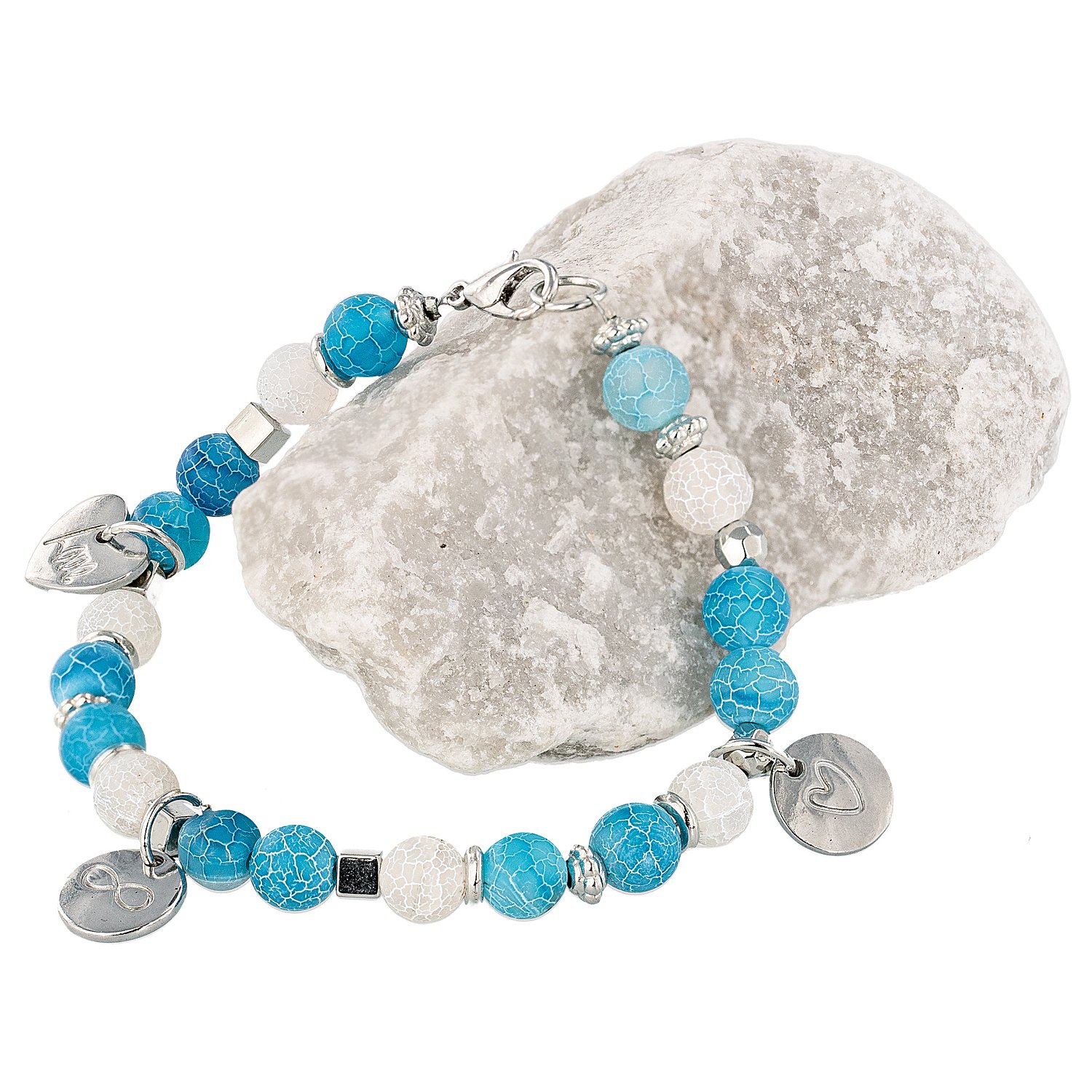 Natursteinperlen, blau, 8 mm Ø, 35 Teile