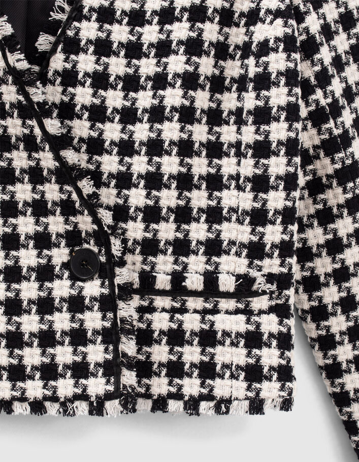 Veste noire effet tweed à motif pied-de-coq Femme