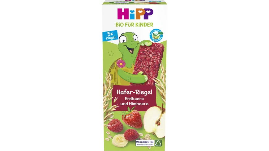 HiPP Bio für Kinder Schildkröte Hafer Riegel Erdbeere Himbeere 100 g