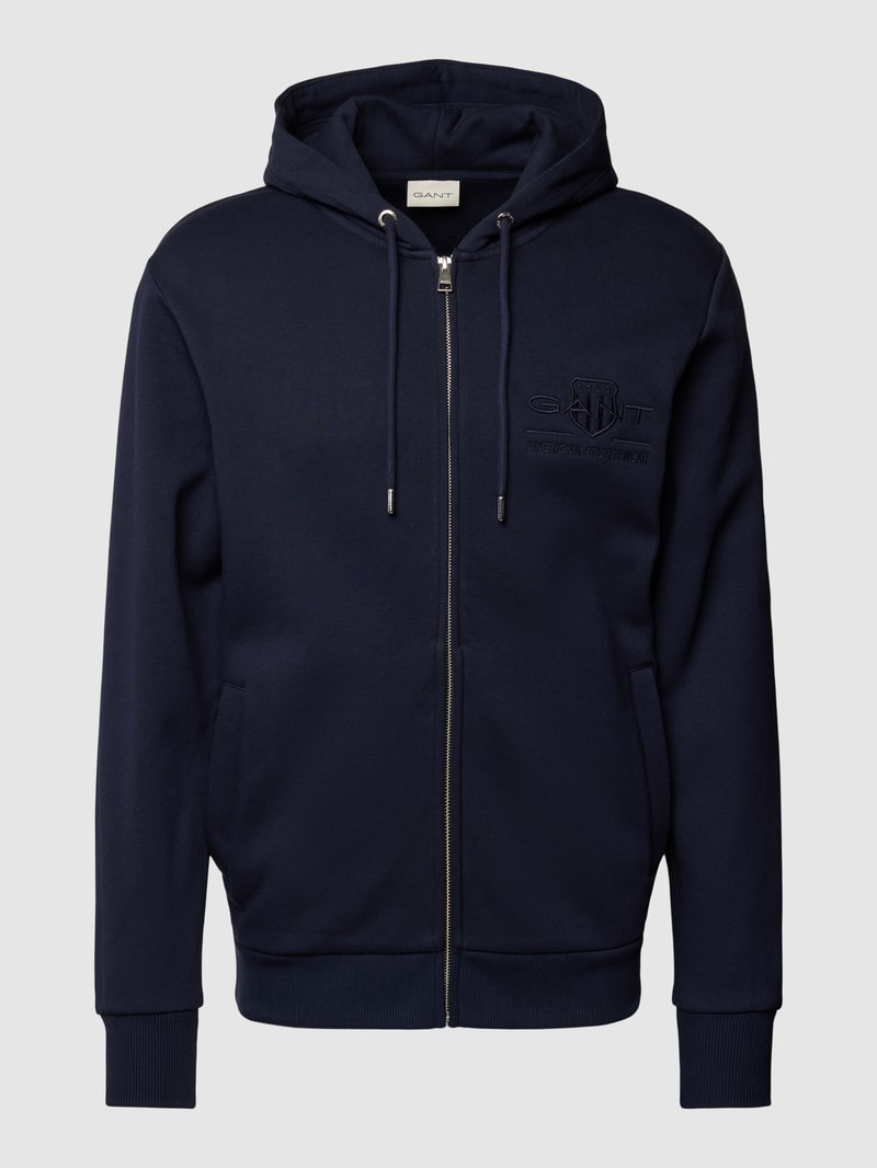 Sweatjacke mit Label-Stitching in marineblau