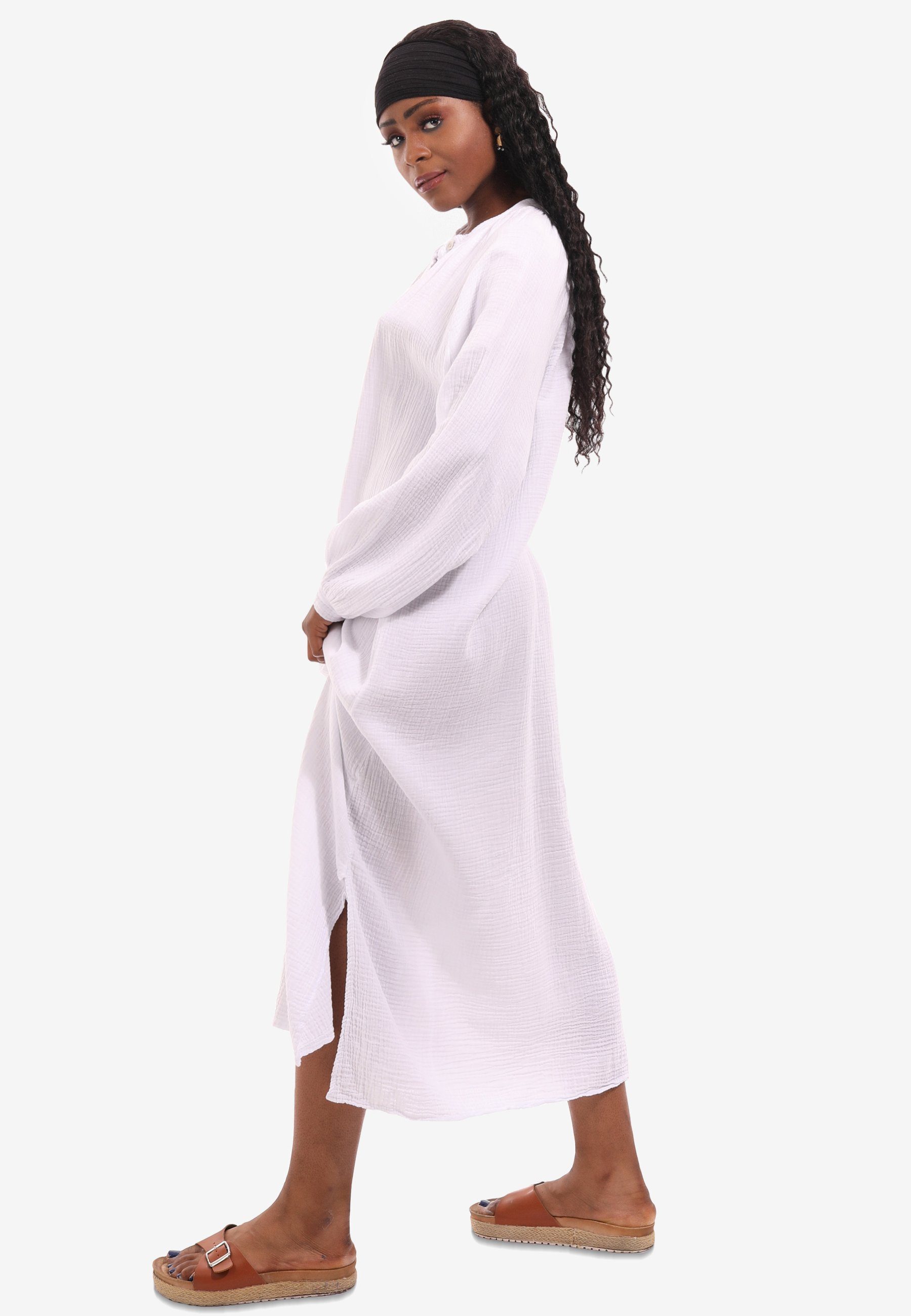 YC Fashion & Style Maxikleid Langärmeliges Maxikleid aus Musselinstoff