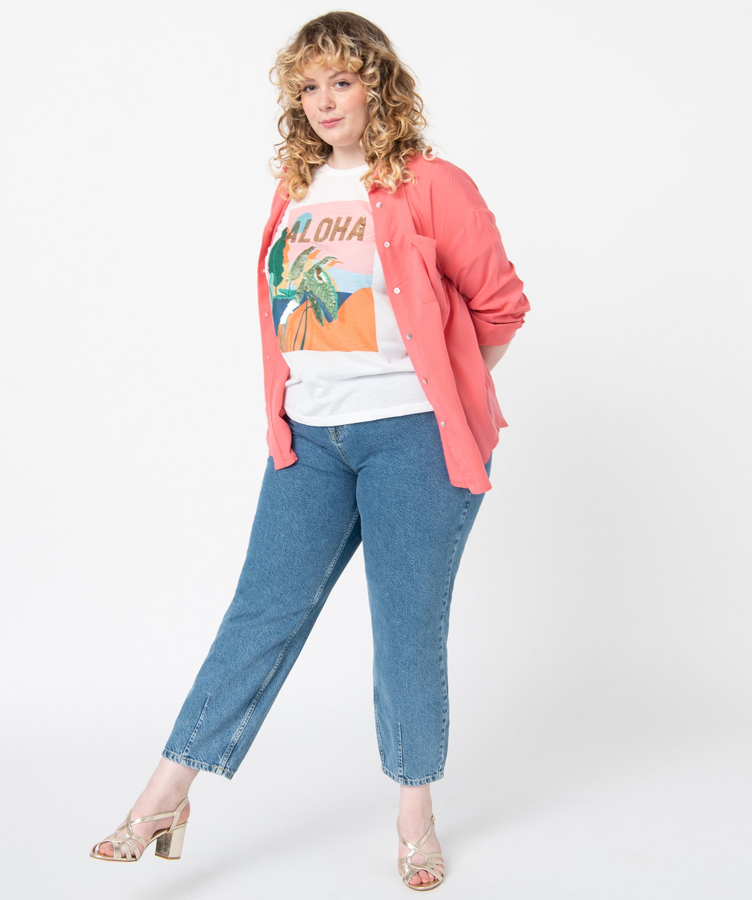 Tee-shirt femme grande taille à manches courtes avec motif ... divers | GEMO