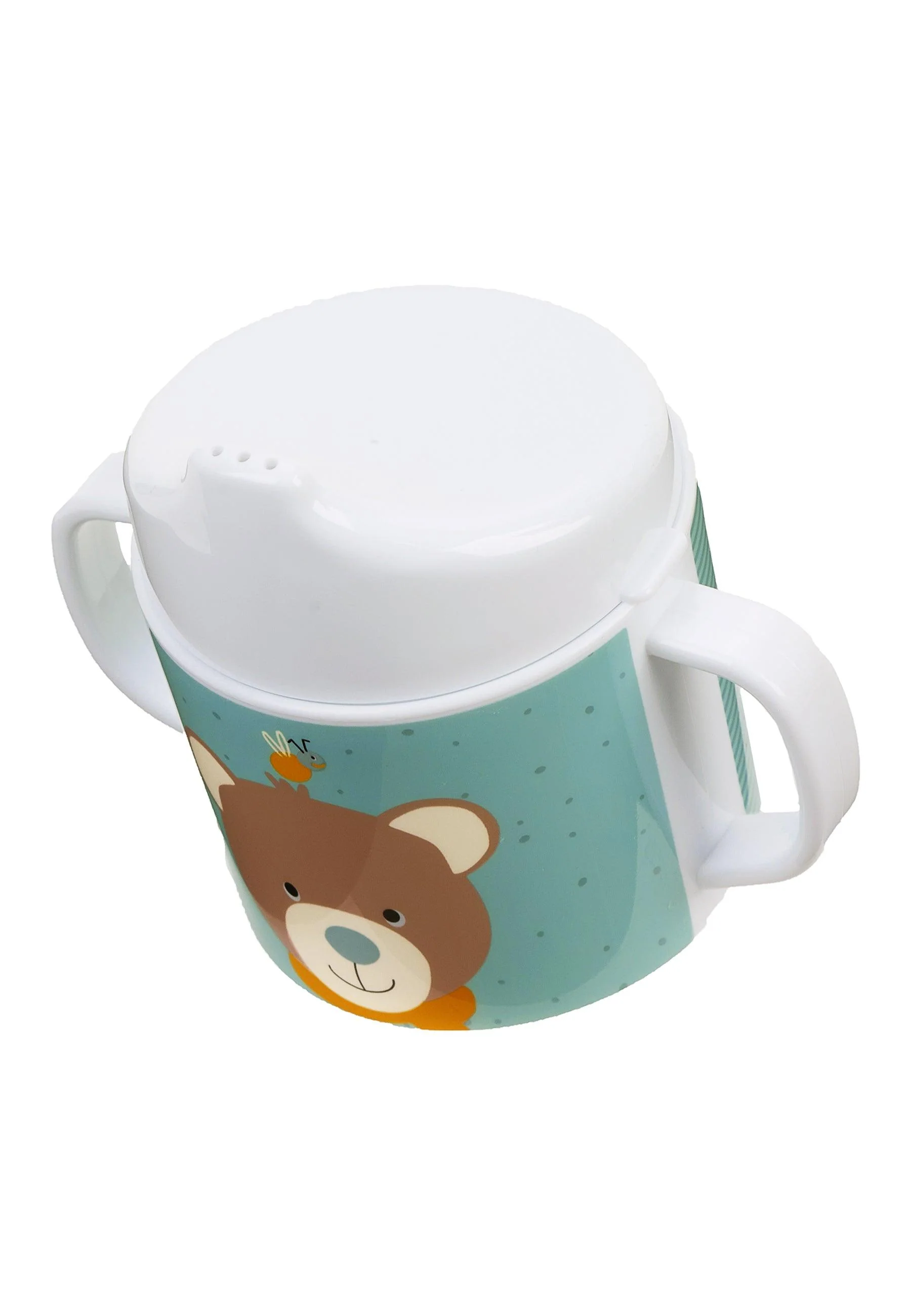 Henkeltasse Bär Ben in Grün mit Trinkaufsatz