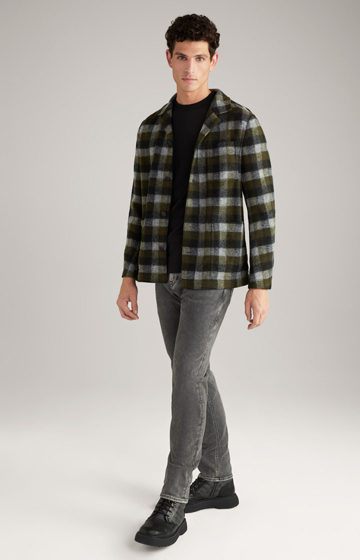 Flanell-Overshirt Haiko in Grün/Grau kariert