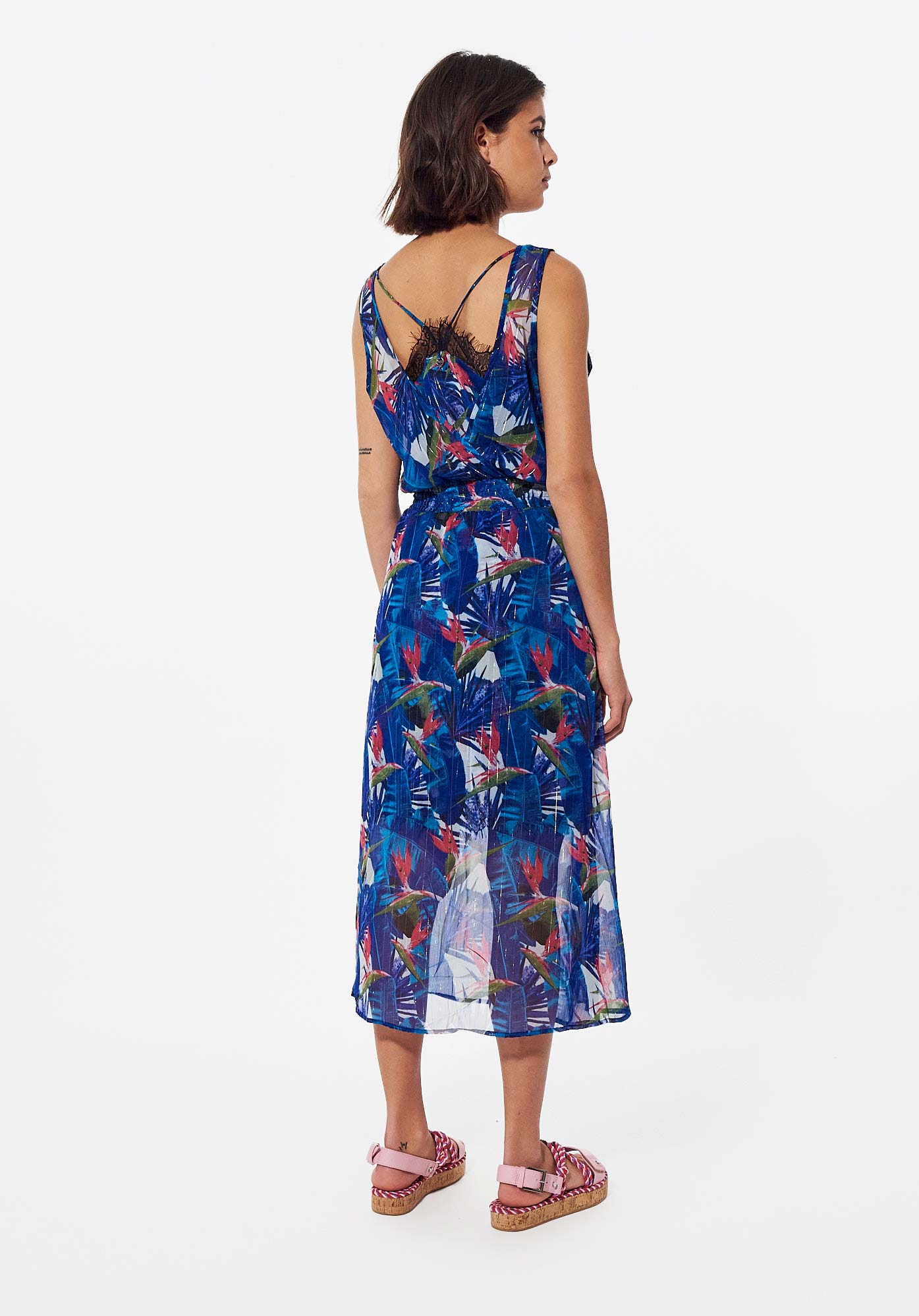 BAILE  Robe longue fleurie bleue Femme en 100% polyester recyclé