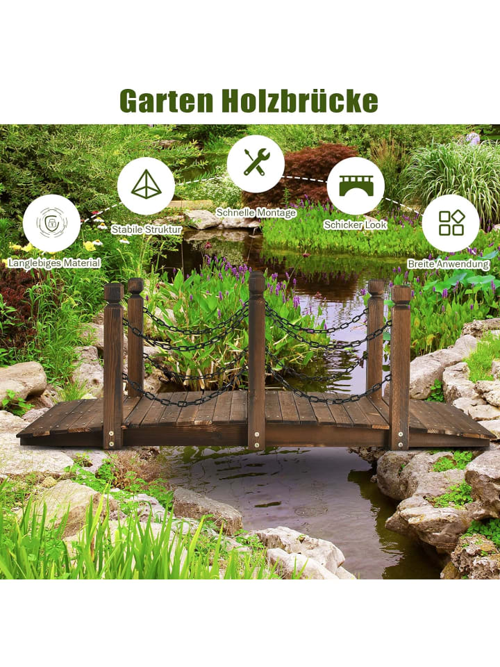 COSTWAY Gartenbrücke 151x67x55cm in Braun günstig kaufen onesize