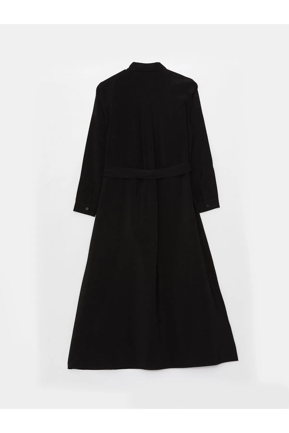 LC Waikiki  Einfarbiges, langärmliges Damenkleid mit Hemdkragen