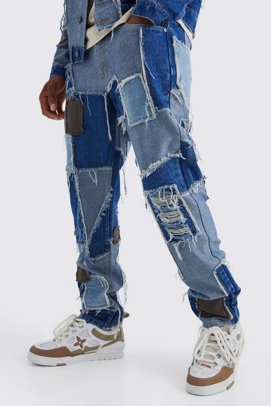 Patchwork Jeans mit geradem Bein