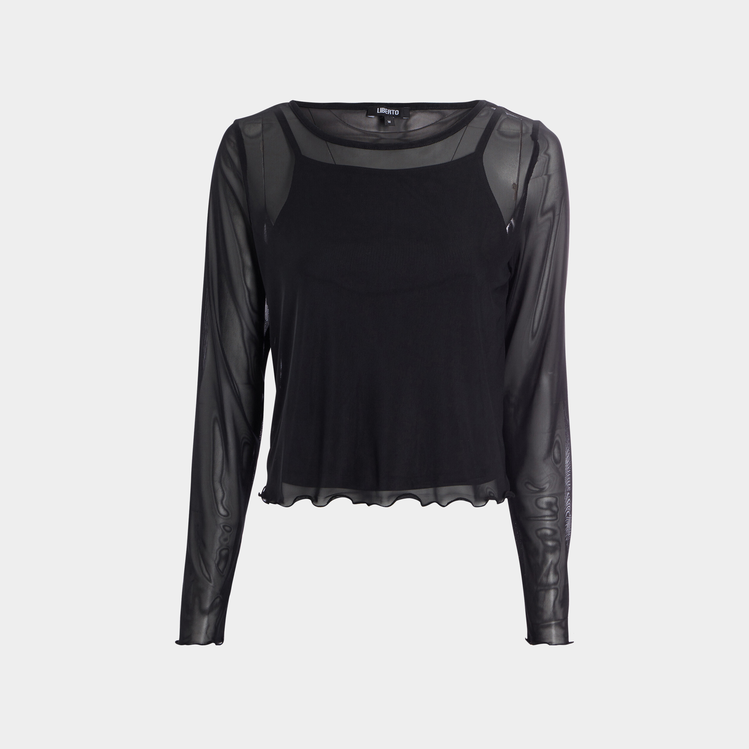 T-shirt manches longues mesh noir femme | La Halle
