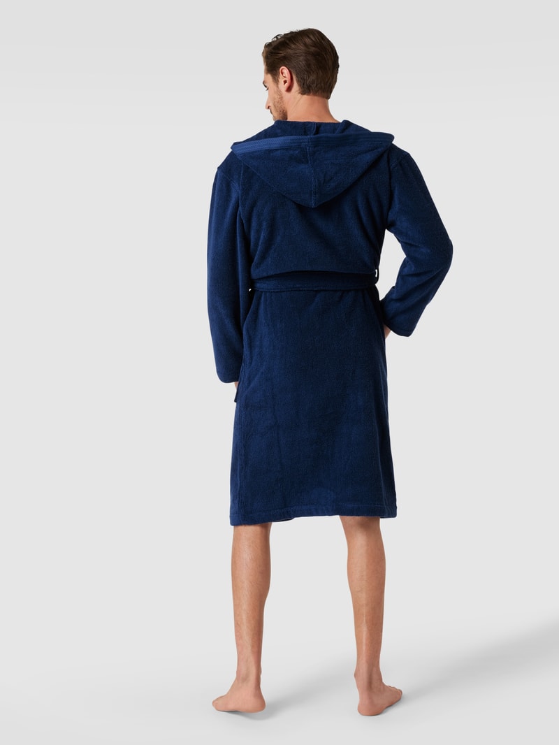 Unisex Bademantel mit Kapuze in dunkelblau