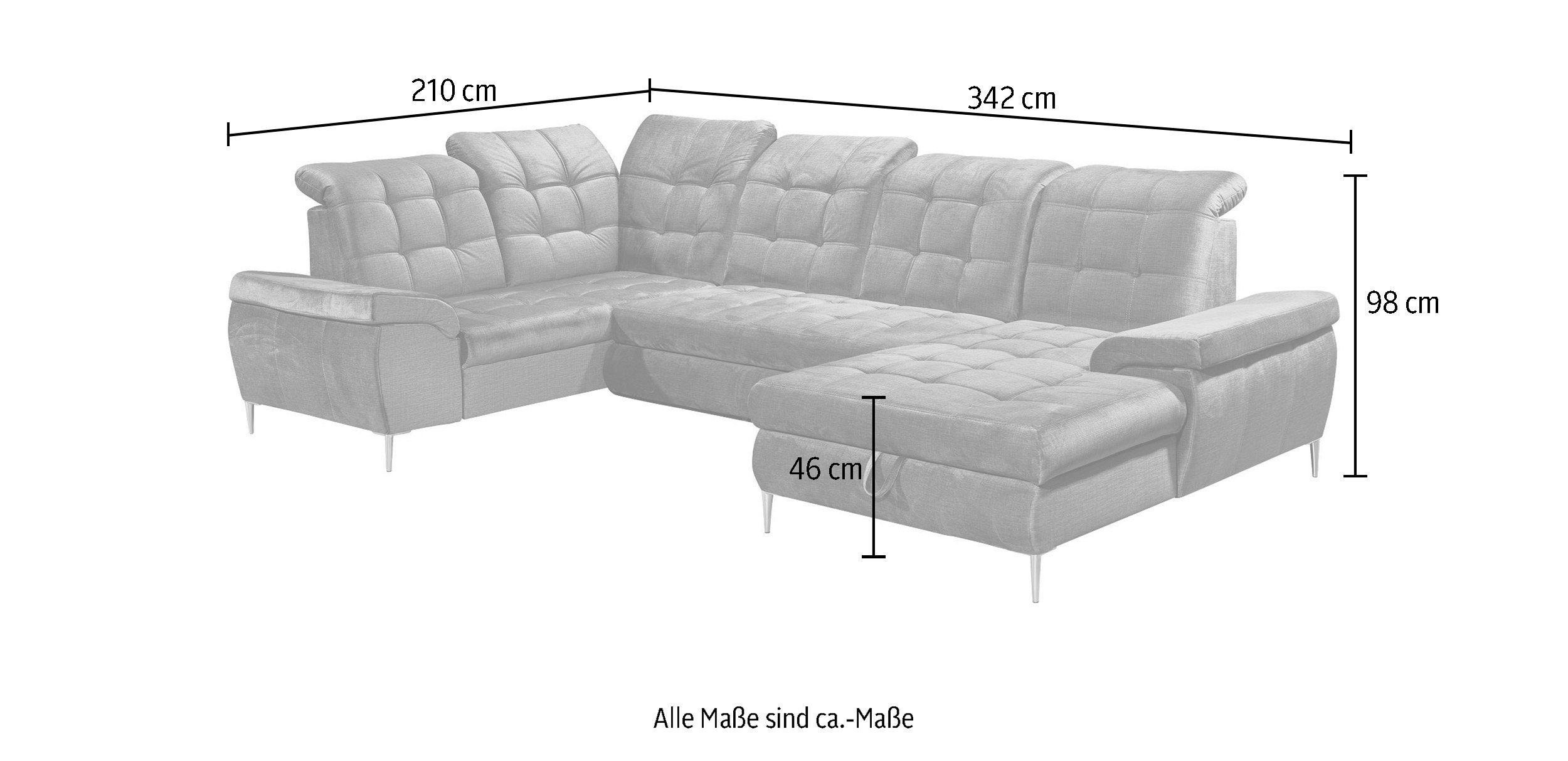 ED EXCITING DESIGN Ecksofa Valtura, frei stellbar, Bettkasten, Schlaffunktion, mit Kopfteilverstellung