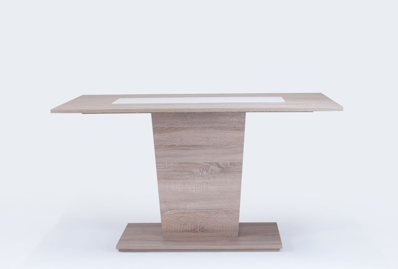 byLiving VIENNA Säulentisch, Breite 110 cm, Eiche-Optik, Einlage schwarz/weiß