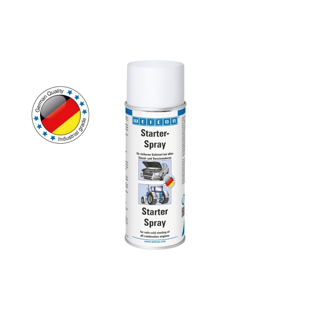 WEICON Starter-Spray, für Diesel- und Benzinmotoren, 400 ml, transparent Starthilfegerät, Für das einfache und sichere Starten von Verbrennungsmotoren