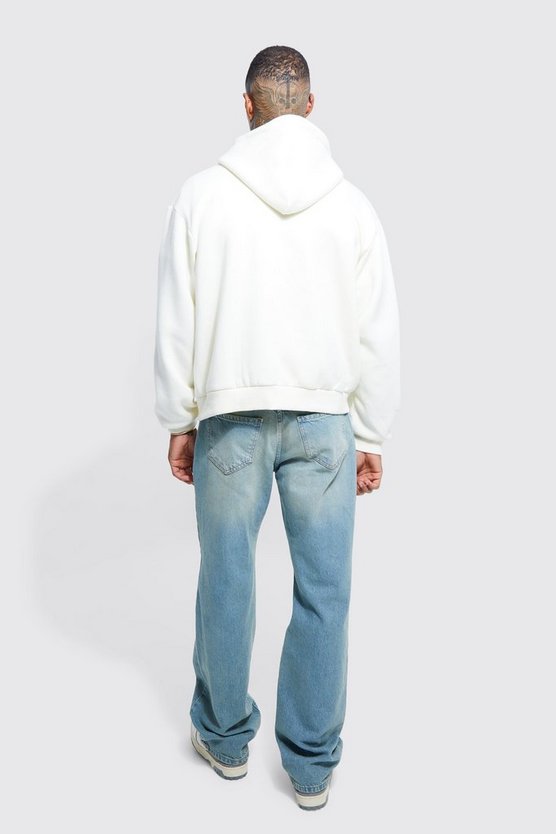 Kastiger Hoodie mit B-Applikation und Reißverschluss