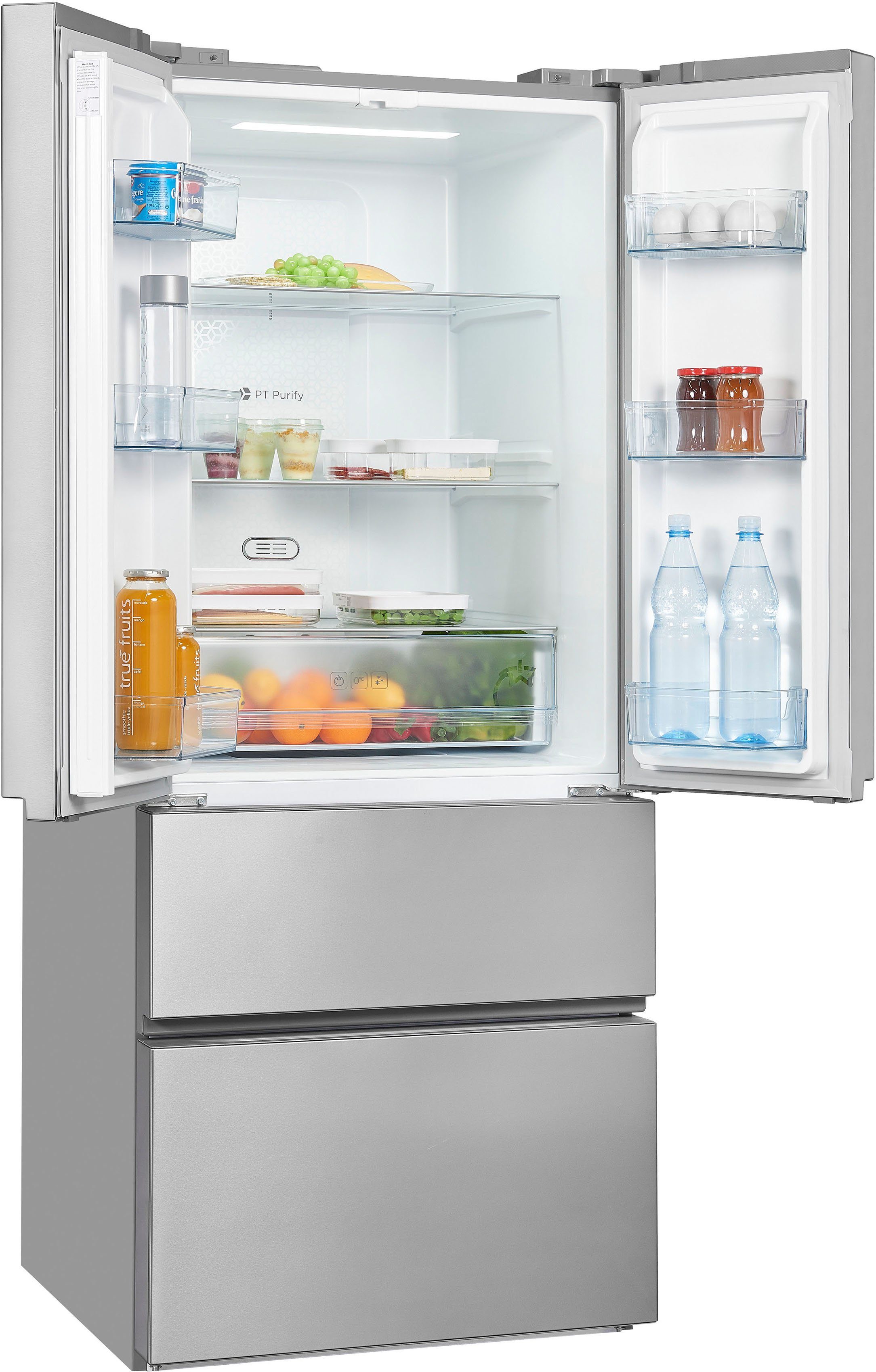 exquisit French Door FD430-140-030E inoxlook, 181 cm hoch, 71,3 cm breit