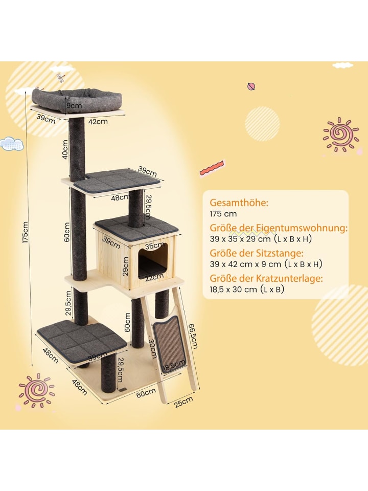 COSTWAY 175cm Kratzbaum in Beige günstig kaufen onesize