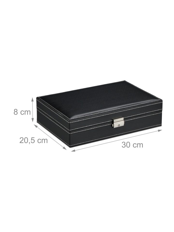relaxdays Uhrenbox in Schwarz - (B)30 x (H)8 x (T)20,5 cm günstig kaufen onesize