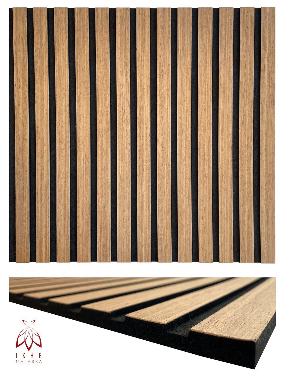 IKHEMalarka 3D Wandpaneel Lamellen Holz Wandpaneele Deckenpaneele, (1 Stück) 1mm Holz - 9 mm Filz​ /// Dekoren 0,27qm / 0,54qm