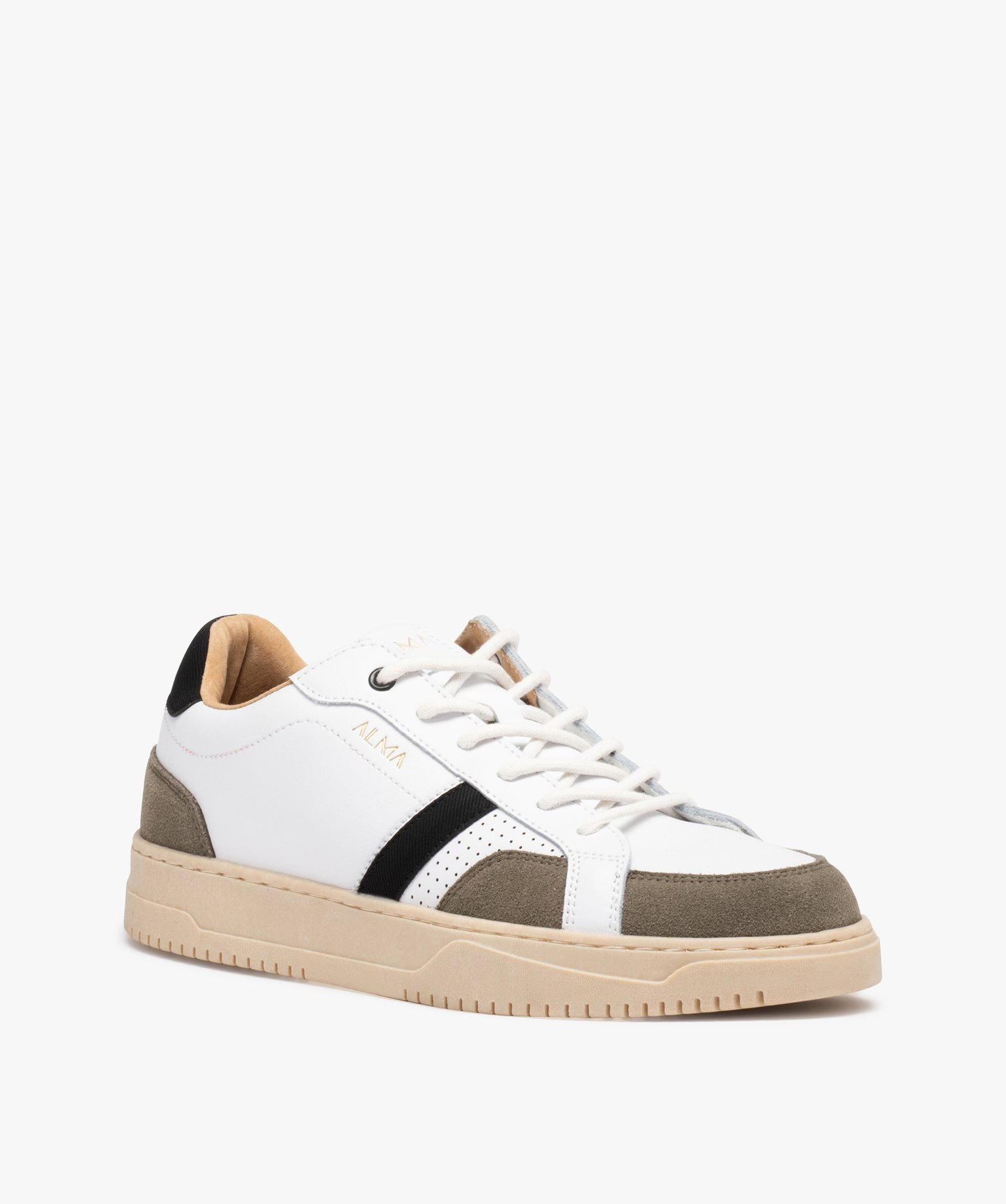 Baskets homme multicolores avec dessus en cuir - Alma Planète blanc | GEMO