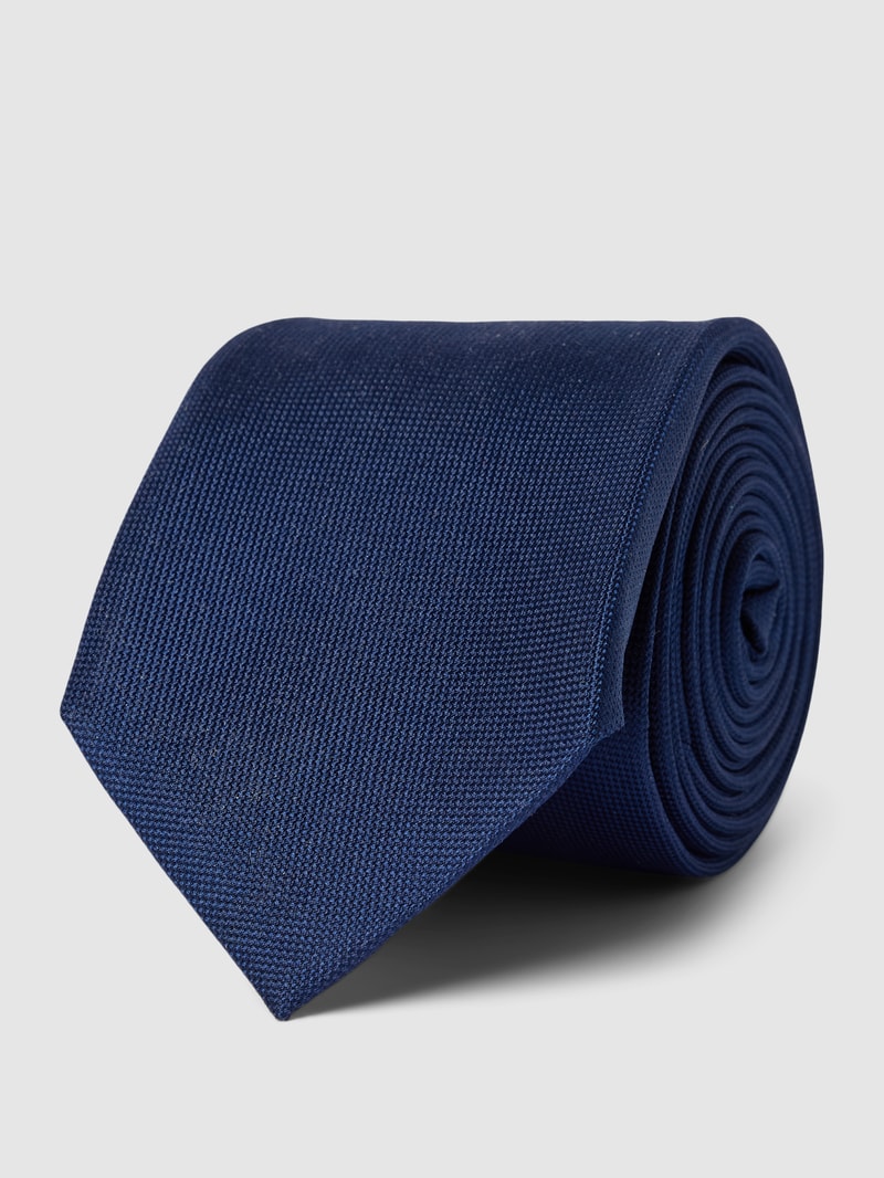 Seidenkrawatte mit feinem Webmuster Modell 'PLAIN WEAVE' in marineblau
