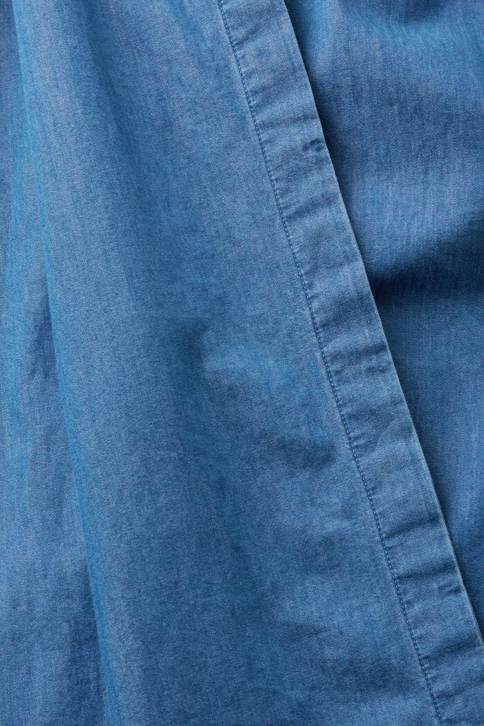 Midikleid aus Baumwoll-Denim mit Bindegürtel