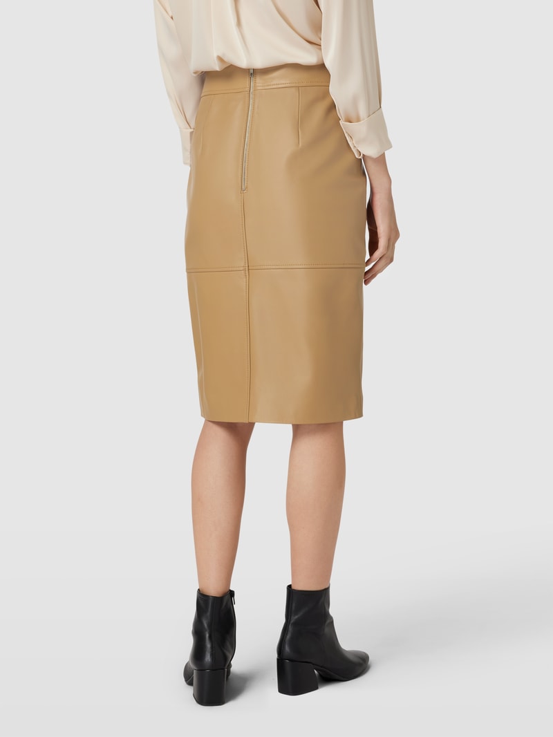 Bleistiftrock aus Lammleder mit Reißverschluss Modell 'Setora' in beige