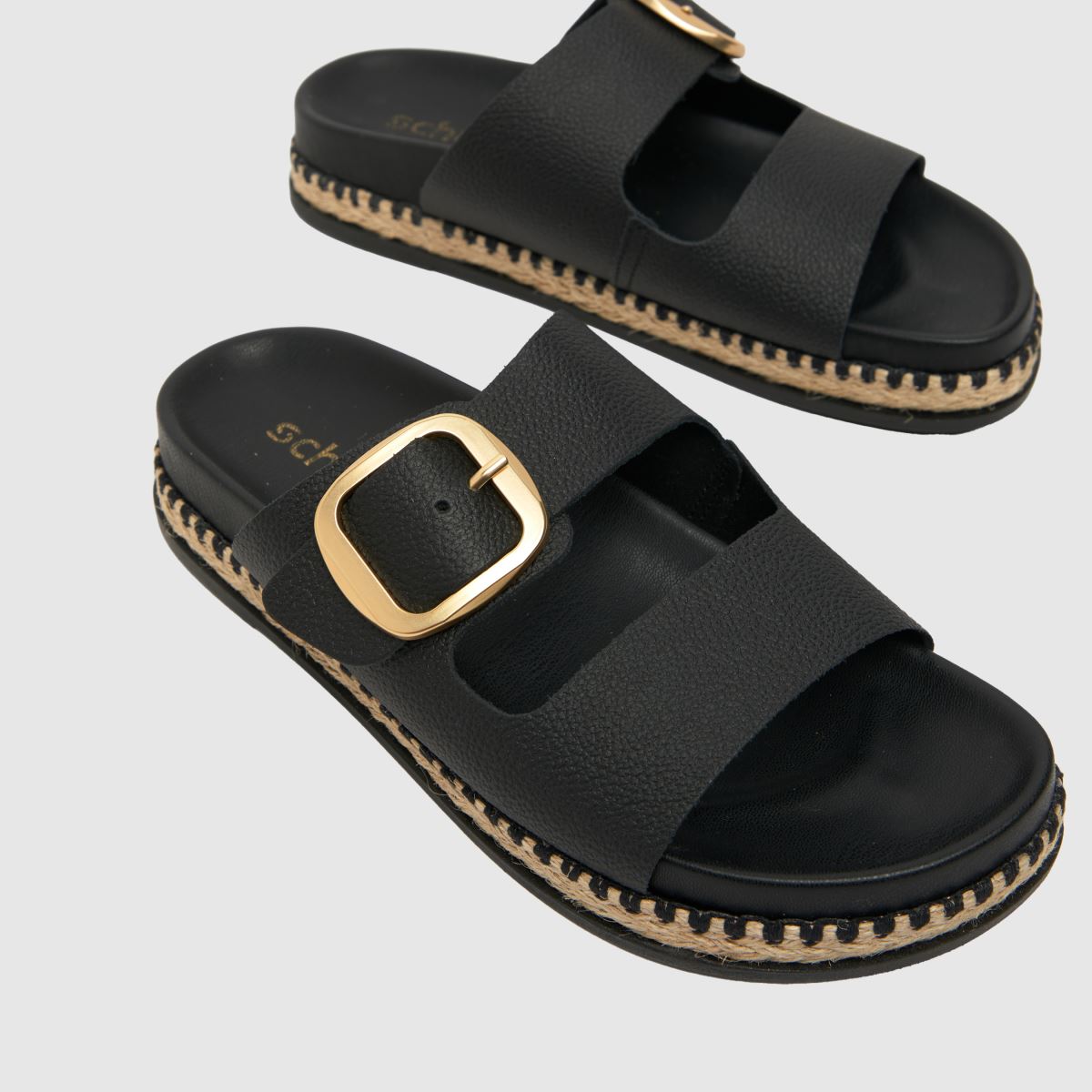 Schuh Tish – Svarta sandaler med läderspänne