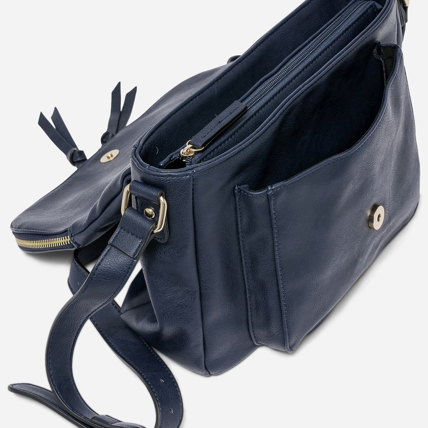 Sac besace marine avec rabat zippé