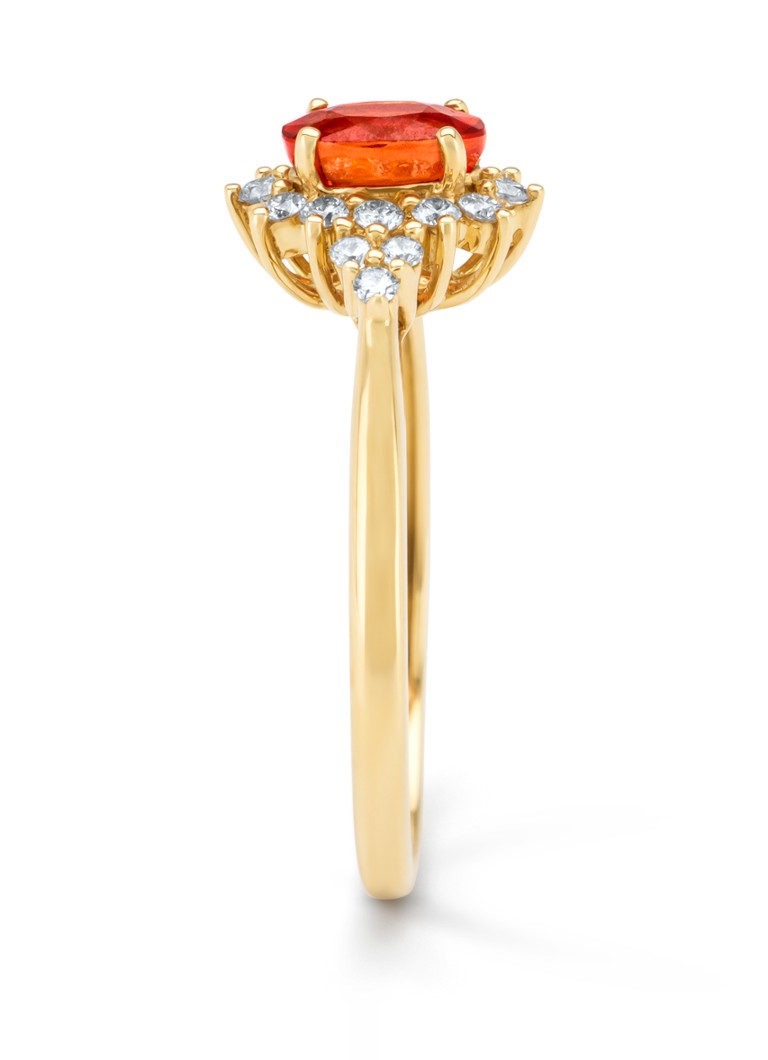 Anello Eden Diamond Point in oro giallo con zaffiro arancione da 0,60 ct