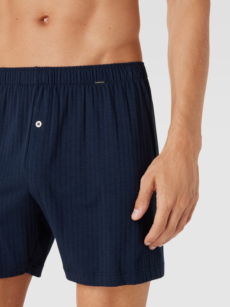 Boxershorts mit Label-Applikation in dunkelblau