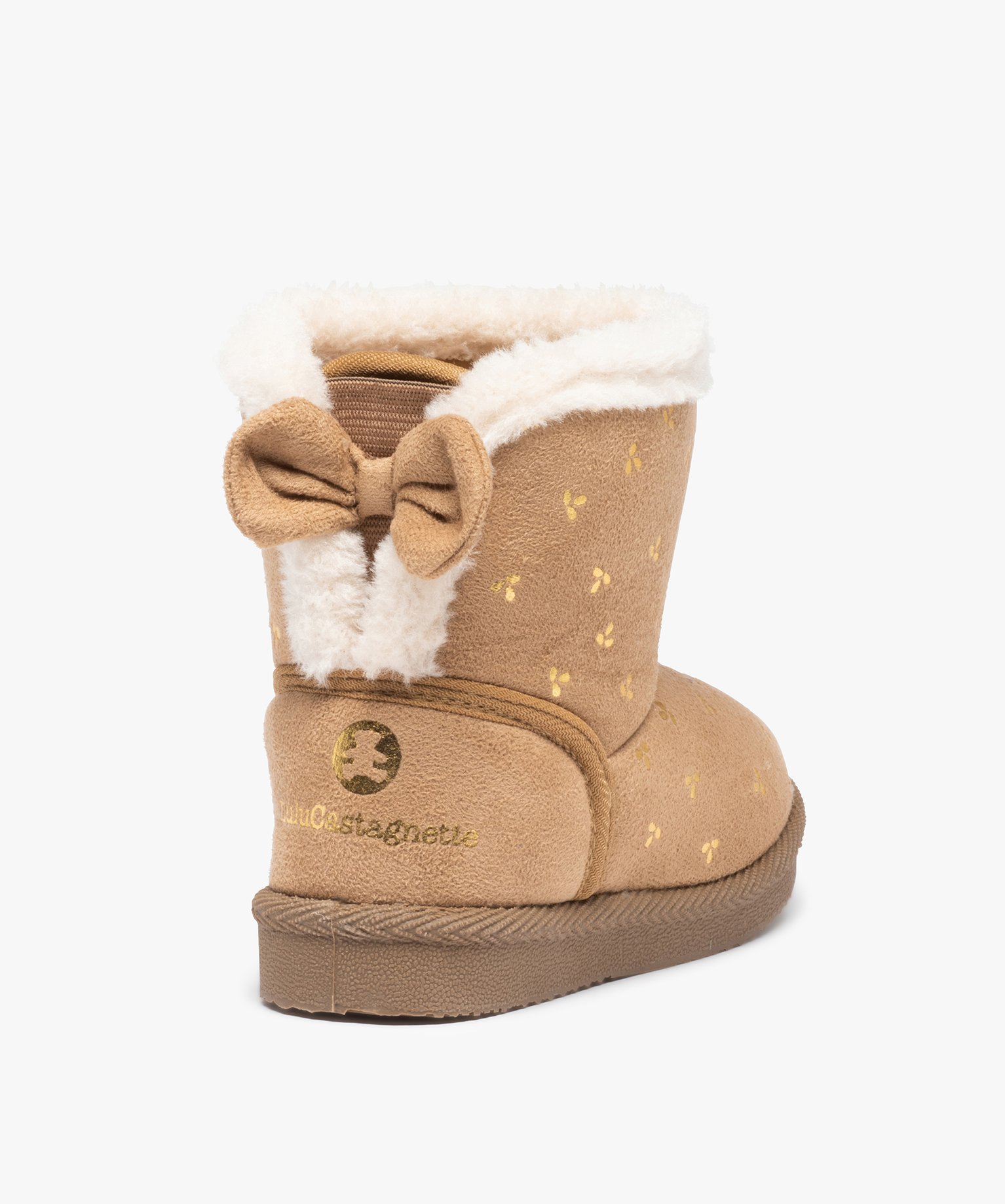 Boots fourrées fille en suédine motif métallisé - LuluCa... beige | GEMO
