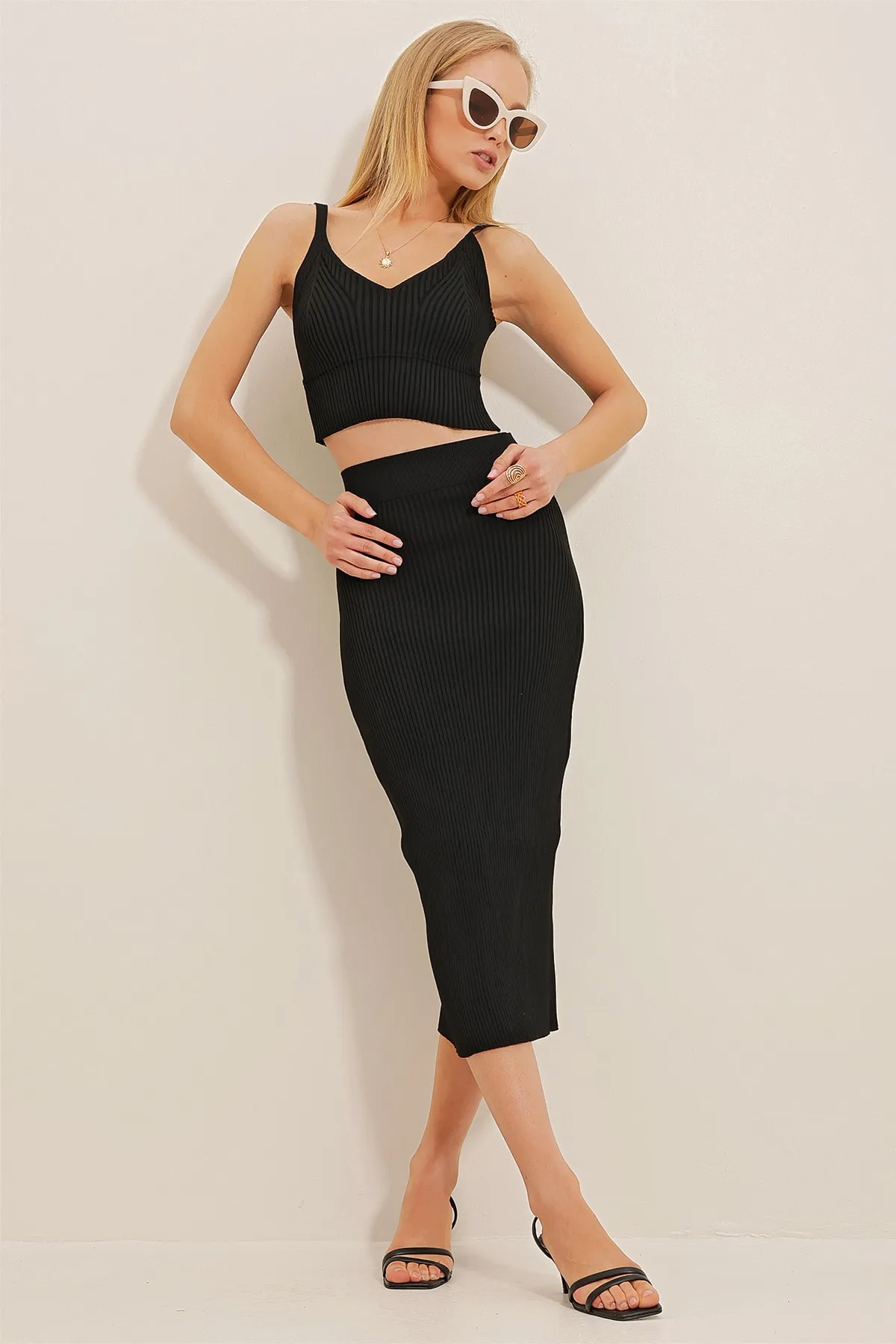 Trend Alaçatı Stili  Zweiteiler - Schwarz - Regular Fit