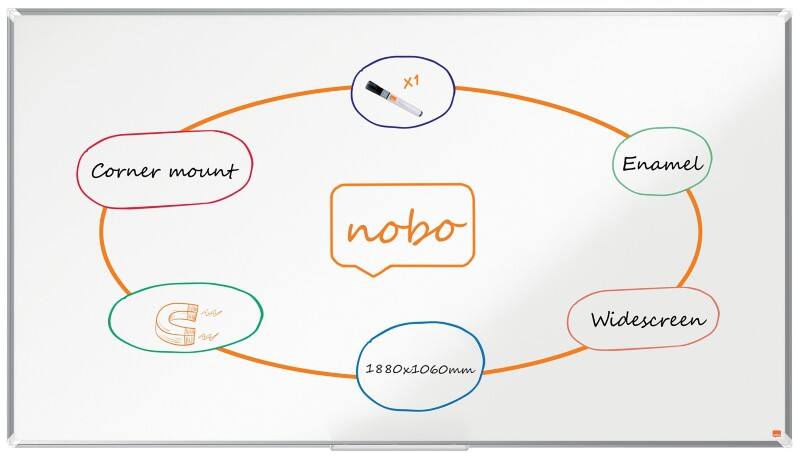 Nobo Premium Plus Widescreen Whiteboard 1915369 Wandmontiert Magnetisch Emaille 188 x 106 cm