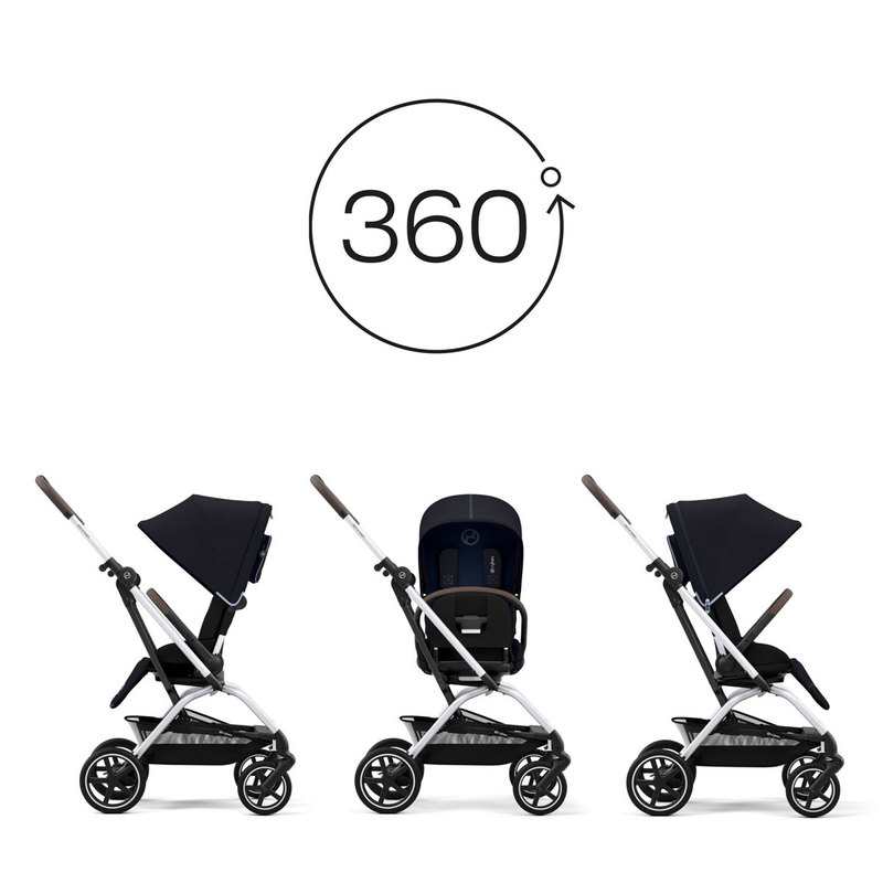 Poussette compacte Eezy Twist + 2 ocean blue chassis silver Cybex