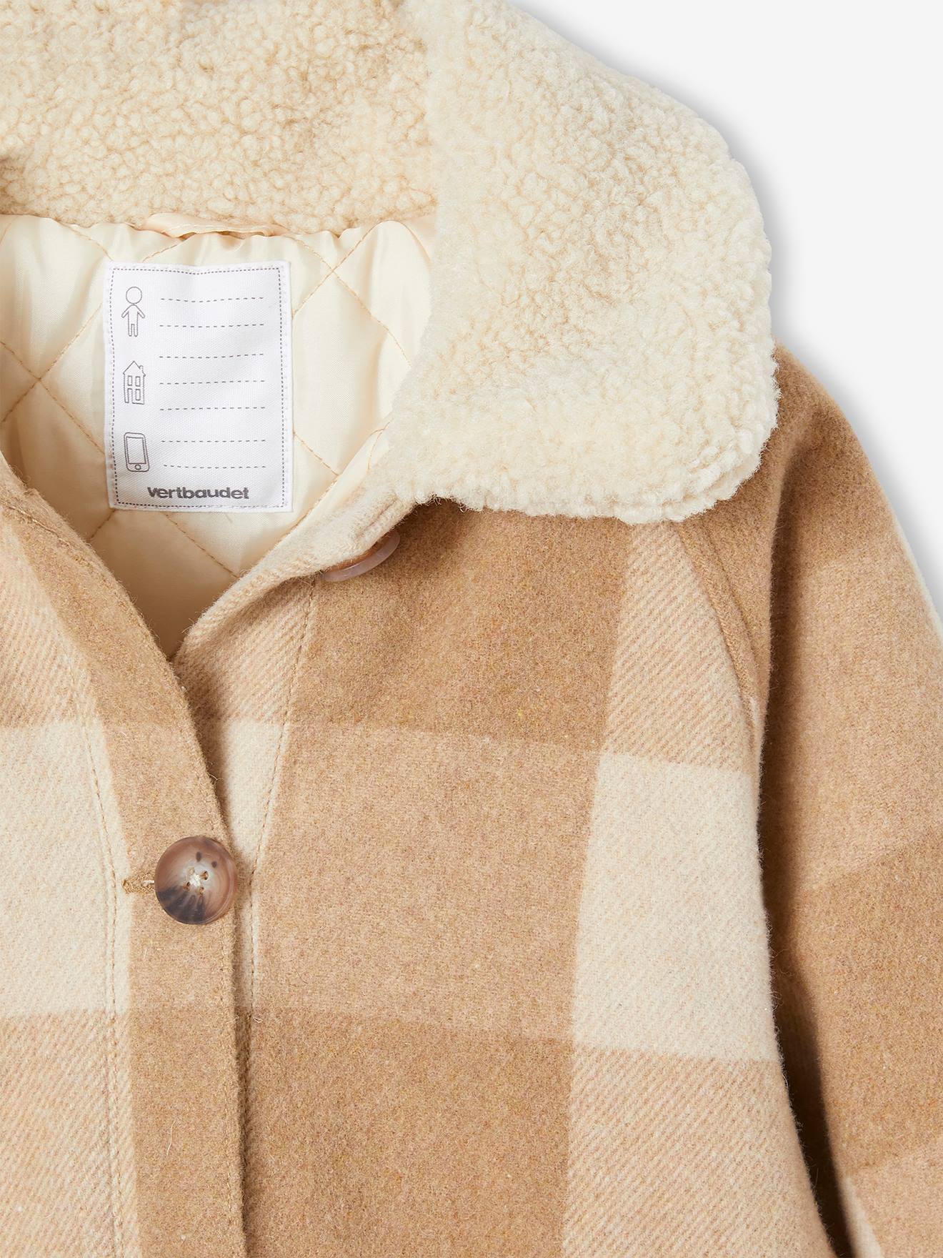 Vertbaudet Karierte Mädchen Jacke, Overshirt - braun kariert