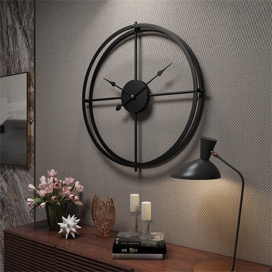DÖRÖY Wanduhr 40cm Moderne Wanduhr aus Eisen, kreative stille Uhr,Wanduhr aus Metall