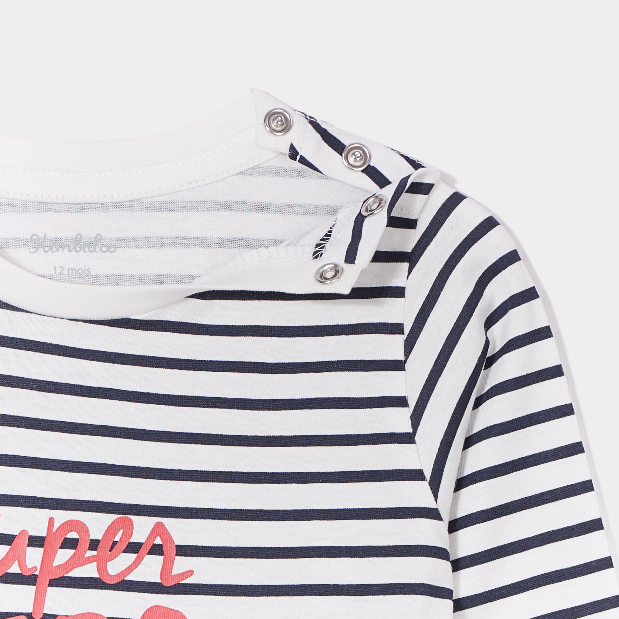 T-shirt épaule boutonnée manches longues ecru bébé garçon | La Halle