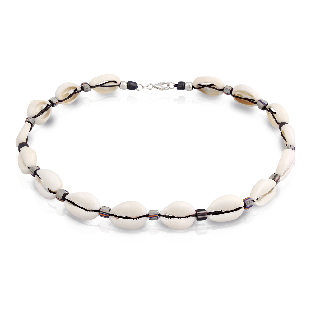 KUZZOI KUZZOI Collier Hommes plage surfeur festival avec coquillage cauri en Argent Ster collier