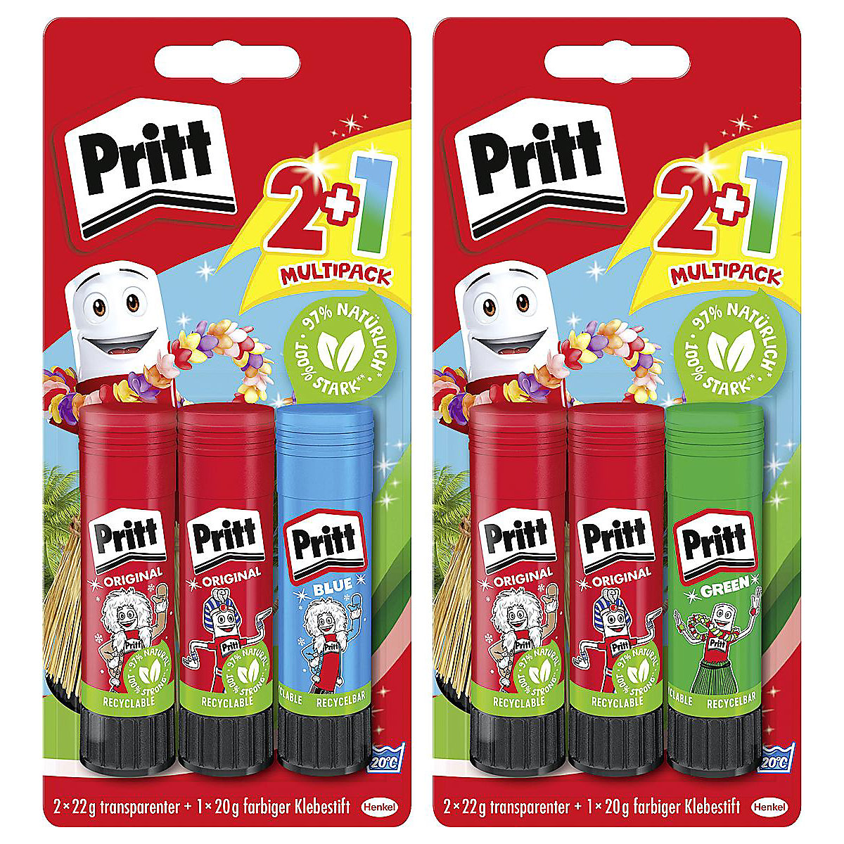 Pritt Klebestift Multipack, 2 x  22 g + 1 x 20 g