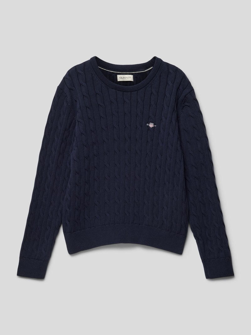 Strickpullover mit Zopfmuster Modell 'CABLE' in blau