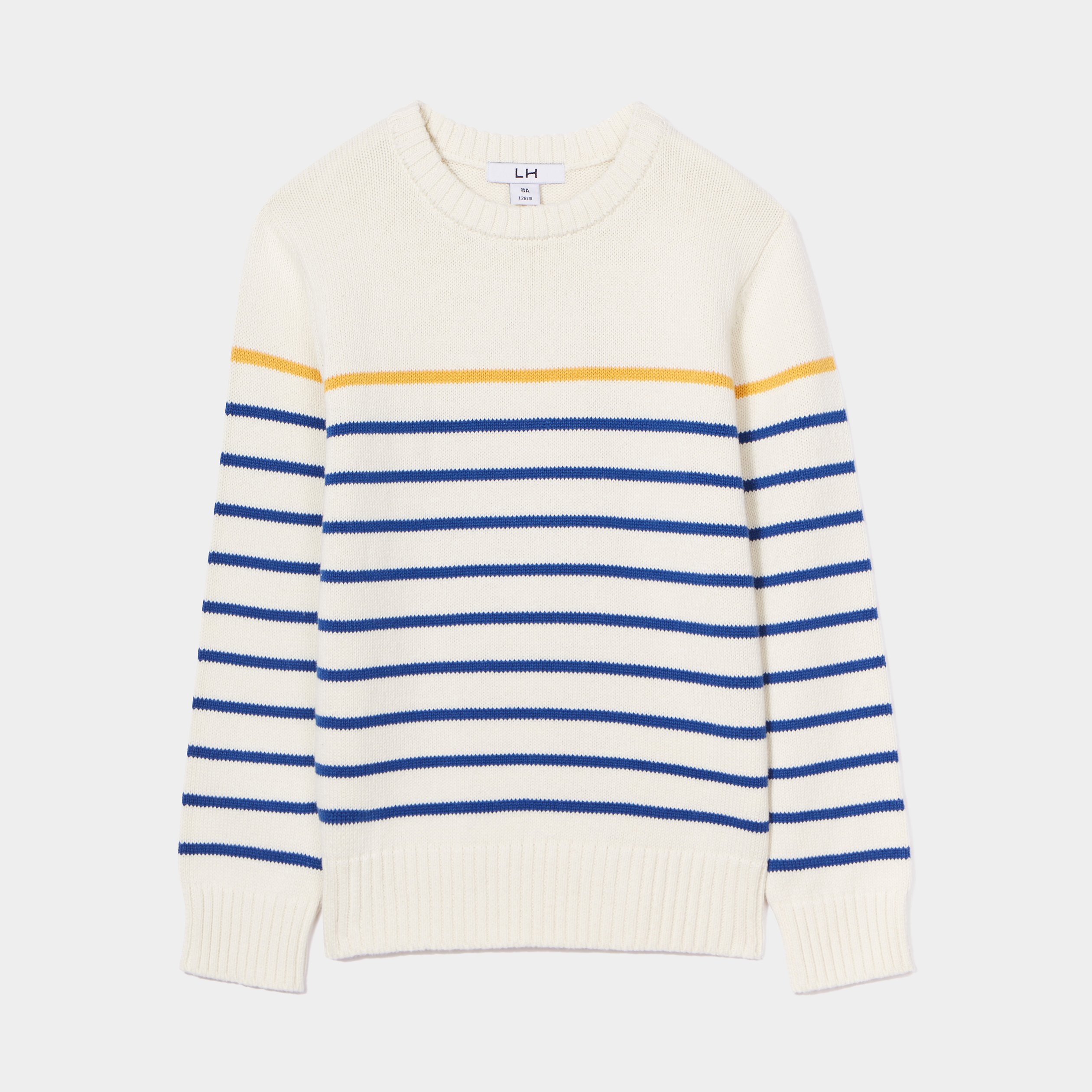 Pull col rond coton manches longues ecru garçon | La Halle