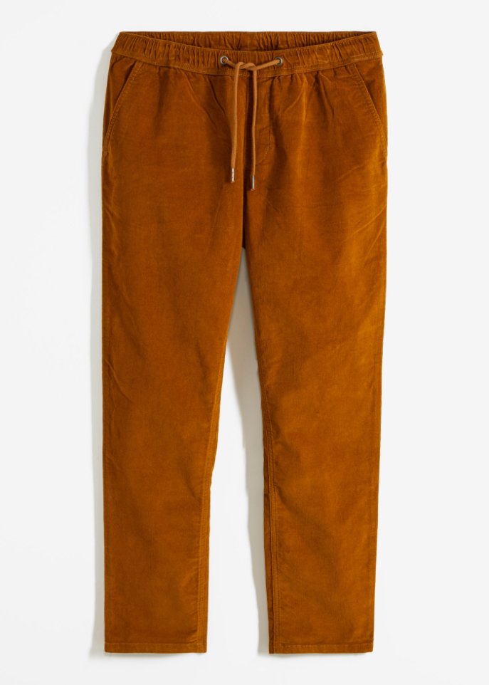Regular Fit Cord-Schlupfhose in leicht verkürzter Länge, Straight