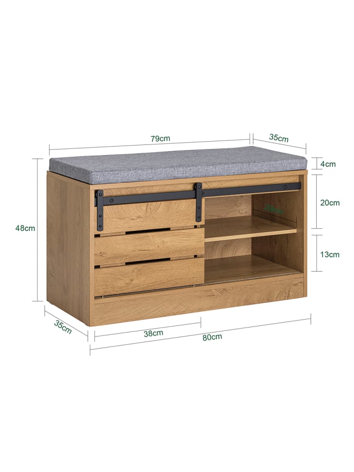 SoBuy Schuhbank in Natur - (B)80 x (H)48 x (T)35cm günstig kaufen onesize