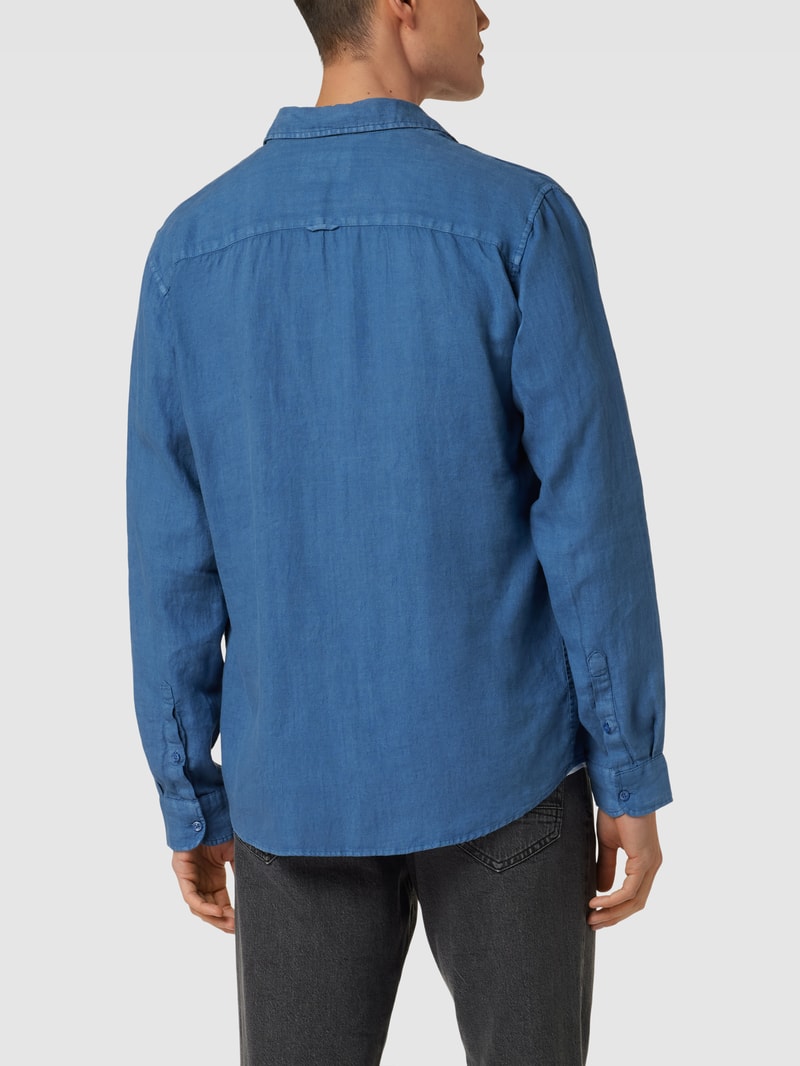 Freizeithemd mit Label-Stitching in rauchblau