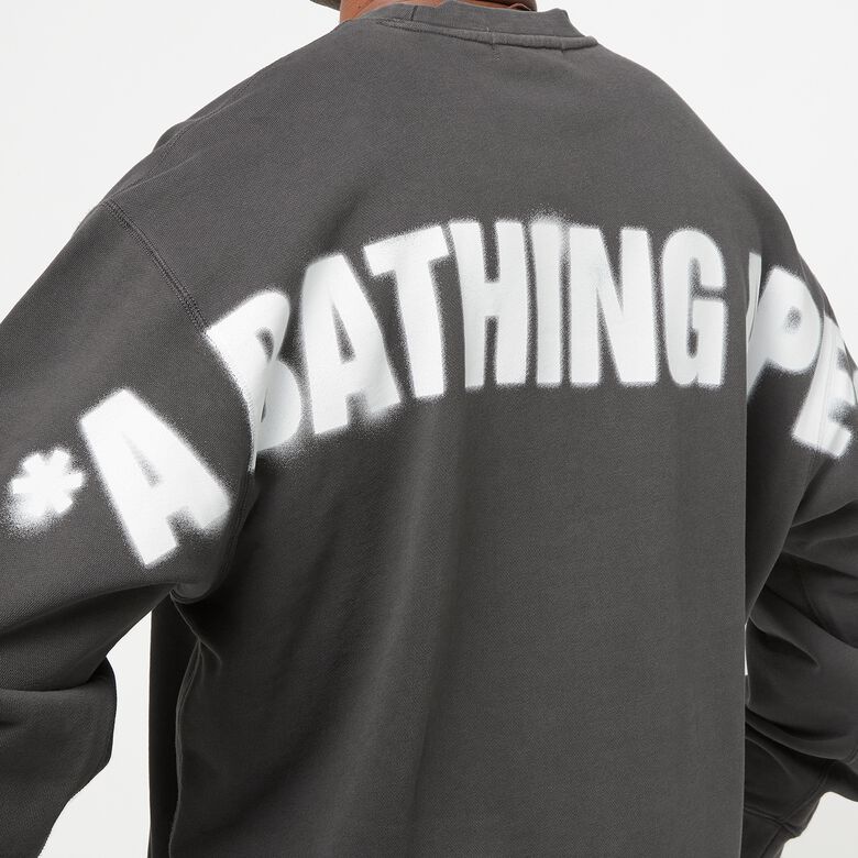 A Bathing Ape Spray Ape Head Garmint Dyed Crewneck M black
