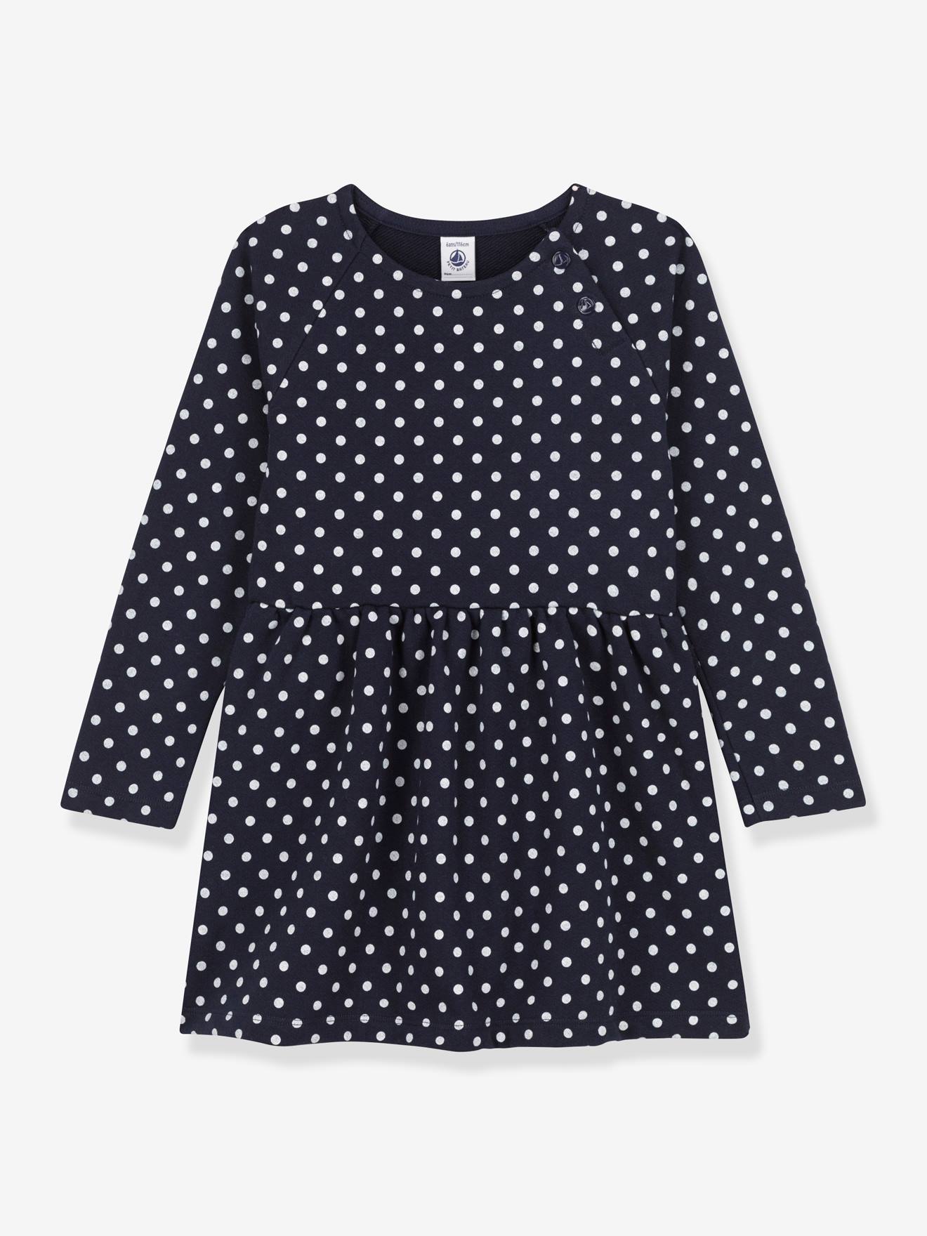 Petit Bateau Mädchen Sweatkleid mit Tupfenmuster PETIT BATEAU - marine