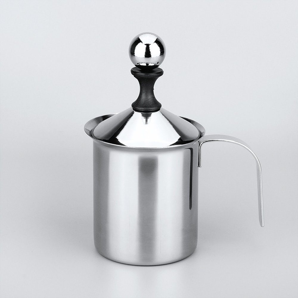 Zimtky Milchaufschäumer Milchschäumer Edelstahl - 400ml Double Mesh Milchaufschäumer Manuell